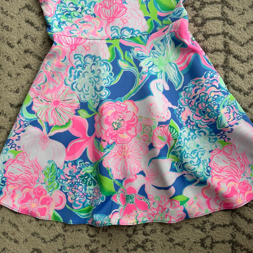 Lilly Pulitzer Floral Dress Girl’s Peony For Thoughts Arya Flare Dress Size 14 - Picture 5 of 9